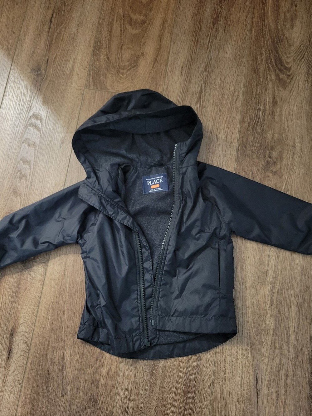 The Children's Place Black Windbreaker Hooded Rain Jacket